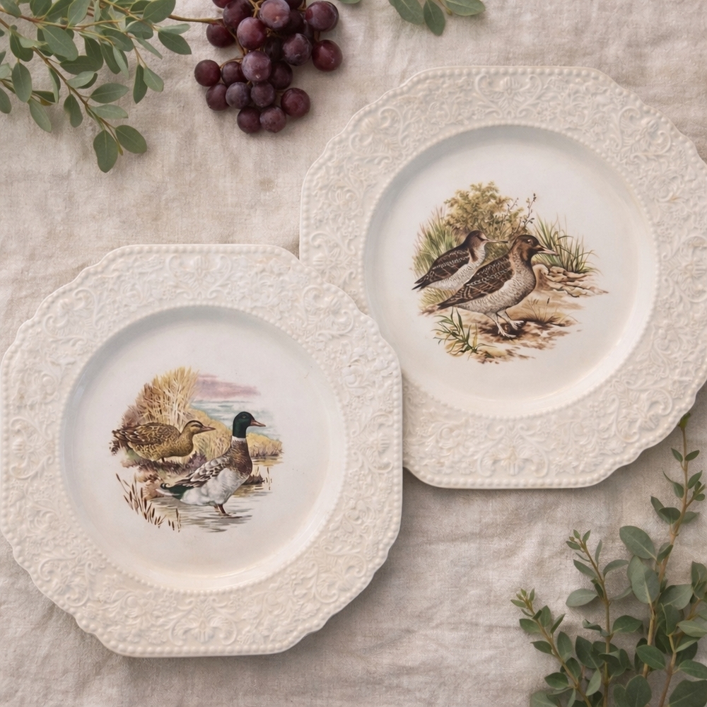 Elegant Cream Dinner Plates with Duck Design